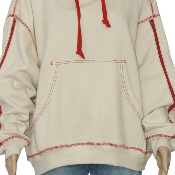 Free People Final Call Rose Logo Hoodie Floral Embroidered Sweatshirt Jacket S - Picture 8 of 9